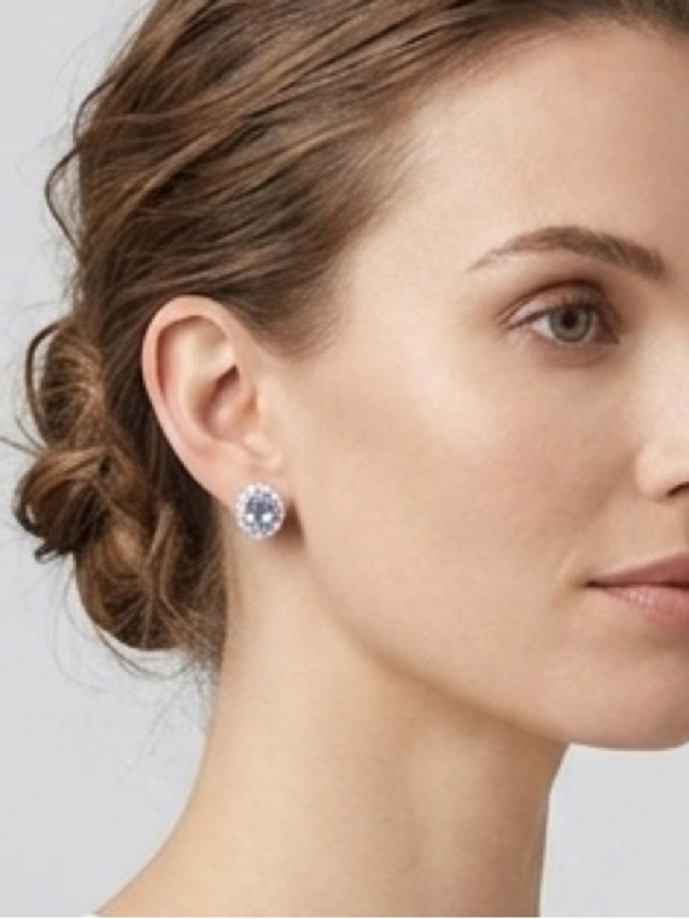 Sterling Silver Tanzanite Halo Stud Earrings